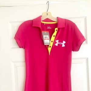 Women UNDER ARMOUR rose pink Polo shirt New XS
